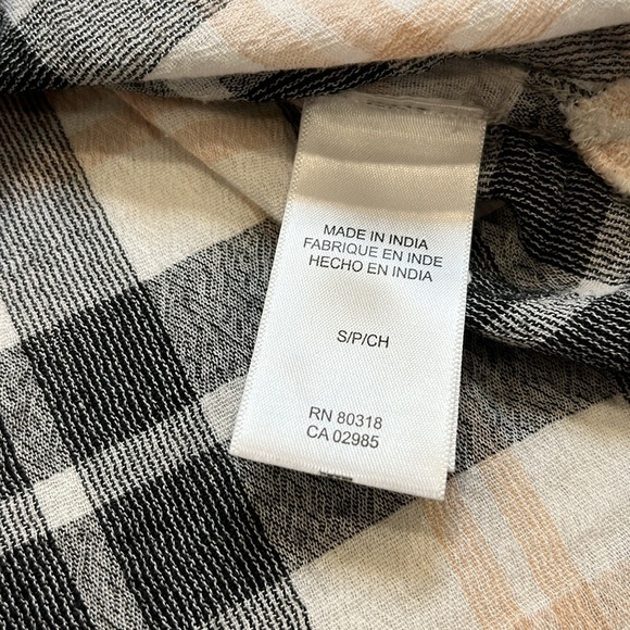 Lucky Brand Plaid Gauze Shirt‎ | Black & Cream | Size Small - Picture 11 of 13